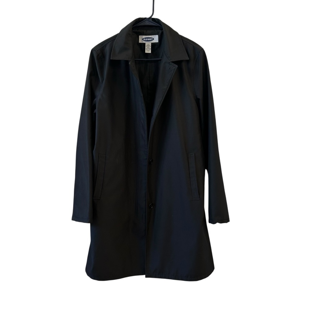 VINTAGE 2002 Old Navy Women's Black Sleek Trench Coat Large